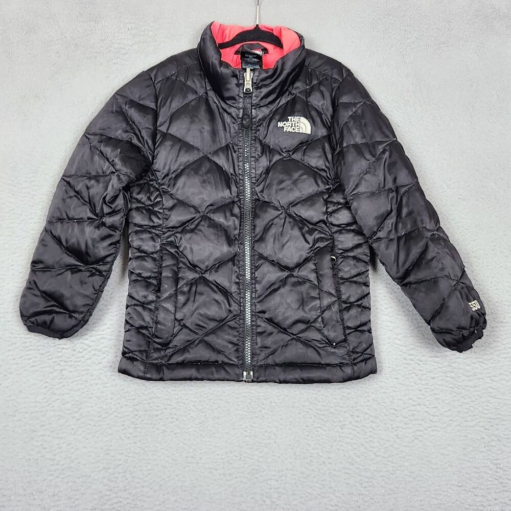 North Face Jacket Girls 5 Black 550 Down Quilted Puffer Full Zip Warm Winter